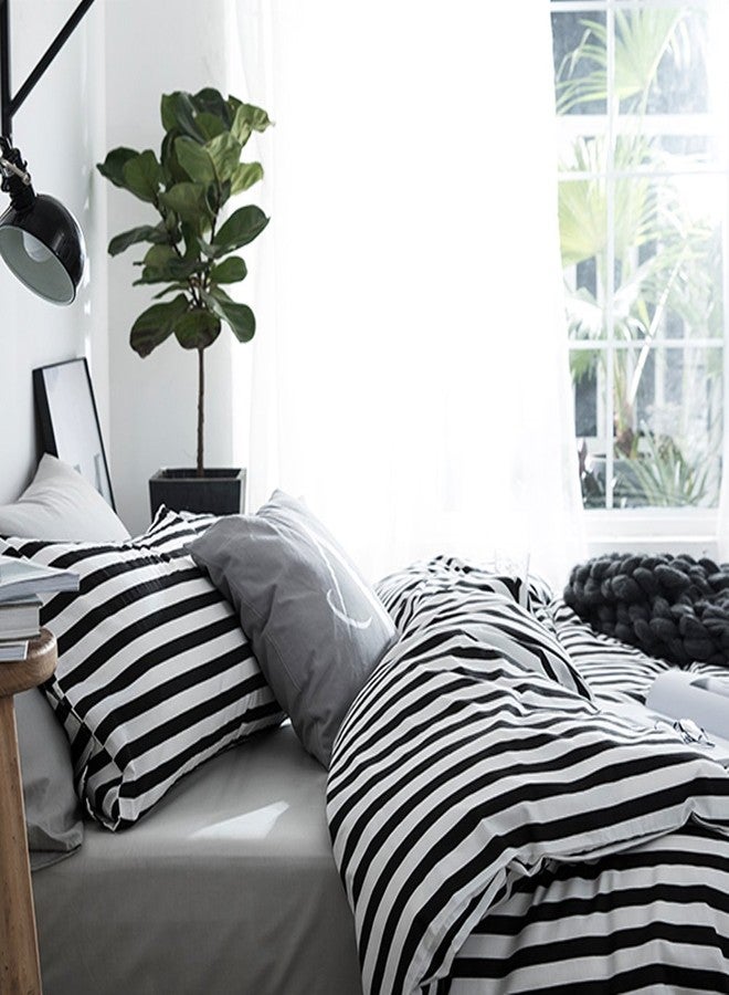 CLOTHKNOW Striped Pillowcases Standard Black and White Pillow Cases Ticking Set of 2 Bed Pillow Cases Envelope Closure Black Pillow Shams for Boys Girls - Image 4